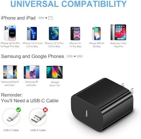 10 Ft i Phone Fast Charger 2-Pack – 20 W Super Fast Charging Cables for i Phone 14/13/12/11 Pro Max, Plus, Mini, and i Pad – Enhanced Durability, Flexibility, and Rapid Power Delivery for Ultimate Convenience