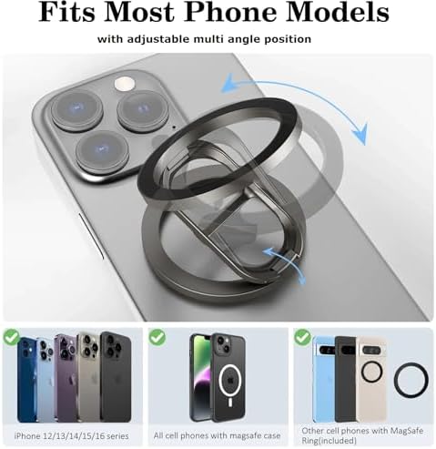 Sleek Silver Gym Magnetic Phone Holder – Dual Magnet Technology for Unmatched Grip, 360° Rotatable Design for Optimal Viewing Angles, Effortless Attachment to Metal Surfaces, Compatible with i Phone 12/13/14/15/16, Samsung & All Mag Safe Smartphones – Ultimate Portable Phone Mount for Distraction-Free Workouts