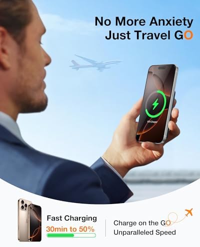 TORRAS Magnetic 10000 m Ah Portable Power Bank – Ultra-Slim Wireless Charger for i Phone with Fast Charging & Integrated O-Stand, Compatible with Mag Safe, 16 Pro Max, Pro, 15, 14, 13, 12 – Essential Travel Companion for Effortless Connectivity