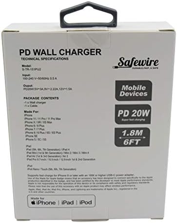 Apple Certified 20 W Fast Charger Bundle – Robust 6 ft USB-C to Lightning Cable & Power Adapter for i Phone 13, 12, 11 Pro Max, XS, XR, X, 8 Plus, 7, 6 S, 6, SE, 5 S, 5 C, 5, i Pad, i Pod (White) – Ultimate Charging Speed & Reliability for All Apple Devices