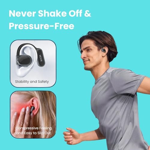 Discover the MOOR Beige Open Wave Wireless Earbuds: Premium Bluetooth 5.3 Headphones with 40-Hour Playtime, Enhanced ENC Noise Cancelling, and 16.2 mm Dynamic Drivers for Immersive Stereo Sound – IPX4 Waterproof Design for Active Lifestyles, Perfect for Commuting and Outdoor Adventures.