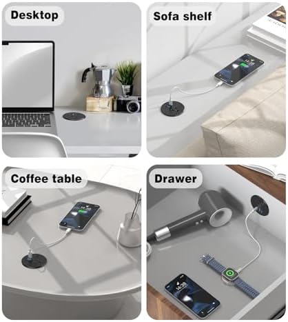 Upgrade Your Workspace with 2-Pack Desk Grommet Power Outlet – 2.5-Inch Recessed Power Solution Featuring 20 W Fast Charging USB-C Port for Effortless Device Connectivity in Conference Rooms and Office Furniture – ETL Listed for Optimal Safety and Performance
