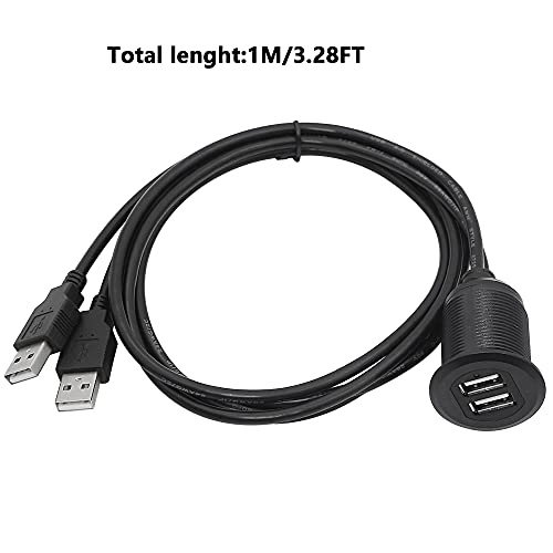 Sin Loon 3.3 FT Dual USB 2.0 Flush Mount Extension Cable – Premium AUX Charging Solution for Cars, Trucks, Boats & Motorcycles – Effortless Data Transfer & Device Connection with Waterproof Design – Ideal for Dashboard Installation