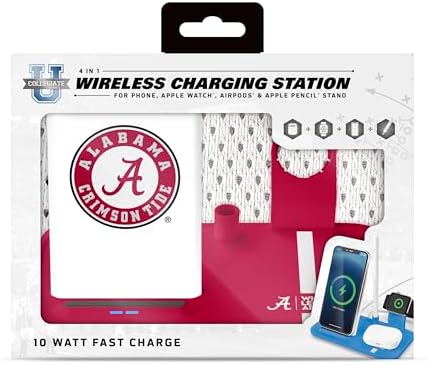 SOAR NCAA 4-in-1 Wireless Charging Docking Station: Rapid Charge Solution for i Phone, Apple Watch, Air Pods & Apple Pencil – Official NCAA Design for Ultimate Fan Experience and Device Compatibility