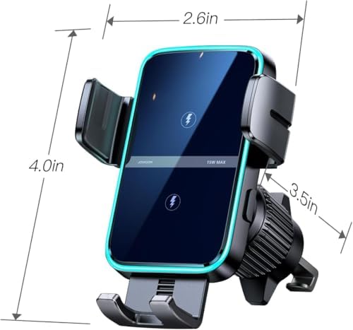 JOYROOM Dual Coil Wireless Car Charger Mount – Fast Charging Phone Holder with Auto Smart Clamping for i Phone 16 Pro Max & Samsung Galaxy S24/S24/S22/21 Ultra – Ultimate Compatibility and Convenience for On-the-Go Navigation