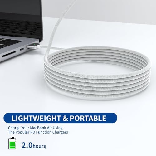 Premium 140 W Magnetic USB-C Charging Cable for Mac Book – 6.6 FT Right-Angle Cord Compatible with 2024/2023/2022 Mac Book Air M3/M2 & Pro M1/M2 Models – Durable Nylon Braided Design for Fast Power Delivery and Enhanced Convenience