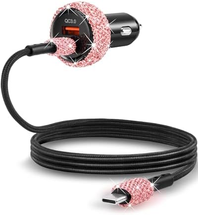 Multicolor Dual Port USB C Car Charger with 3.9 FT Type C Cable – 48 W Fast Charging Adapter for i Phone 16/15 Pro Max, i Pad & Android Devices – Ultimate Travel Accessory for Rapid Power On-the-Go