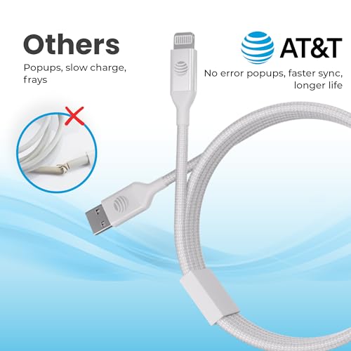 AT&T 6 ft Braided USB-C Charging Cable – Durable & Tangle-Free Cord for Fast Data Transfer and Universal Device Compatibility – Ideal for Phones, Tablets, and Laptops – Includes Warranty for Enhanced Reliability – Sleek Black Design