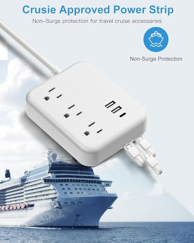 Ultimate Travel USB Power Strip – 6-Port Charging Hub with 3 AC Outlets & 3 ft Flat Plug, Compact and Lightweight Design for Office, Dorm, and Cruise Ship Use – Non-Surge Protector for Enhanced Compatibility and Speed