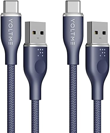 VOLTME Premium Nylon USB C Cable 2-Pack – 6 ft Fast Charging & Data Transfer Cable for Galaxy S10+/S10, Note 10/9, LG V30/V35, Moto Z2/Z3 – Universal Compatibility & Enhanced Durability for Efficient Charging Solutions