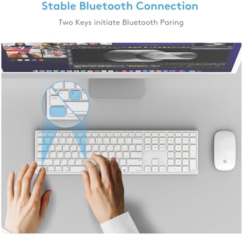 Revolutionize Your Typing with the Ultimate Full-Size Wireless Bluetooth Keyboard for Mac – Ergonomic Design, Numeric Keypad, and 90-Day Rechargeable Battery for Seamless Productivity and Comfort Across i Mac, Mac mini, Mac Book Pro, and Air
