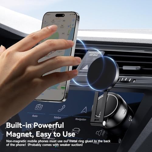 Magnetic Vacuum Suction Car Phone Mount – Hands-Free Adjustable Holder for Seamless Driving – Universal Compatibility with Strong Grip – Foldable Design for Optimal Visibility – Sleek Black Finish for Modern Interiors – Ideal for Safe Navigation and Calls
