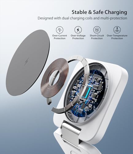 Magnetic 3-in-1 Wireless Charging Station for i Phone 15/14/13/12 Pro Max, Apple Watch 9/8/7/6/5/4/3/2 SE, and Air Pods Pro 3/2 – Fast, Portable, and Stylish Charger for All Your Apple Devices (Black) – Ultimate Charging Convenience with Enhanced Compatibility and Foldable Design