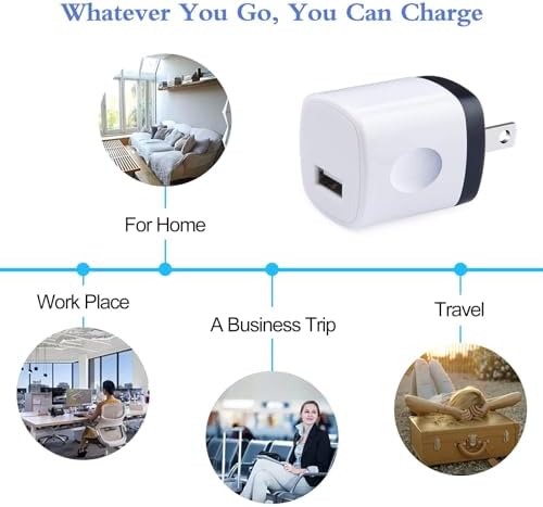 10-Pack USB Wall Charger Adapters – Efficient 1 A/5 V Fast Charging Blocks for i Phone 11 Pro Max to 16 & Samsung Galaxy S20 Ultra to S24 – Compact, Durable, and Travel-Friendly Power Solutions for All Your Devices