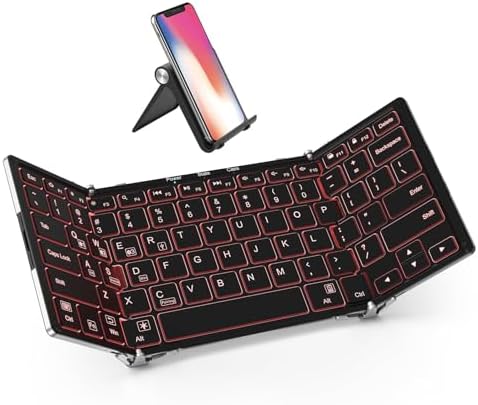 Experience Ultimate Portability with the i Clever BK05 Backlit Foldable Keyboard – Wireless Bluetooth Multi-Device Companion for i Pad, Tablet, Laptop, and Smartphone – Rechargeable, Lightweight Design for Effortless Travel and Enhanced Productivity
