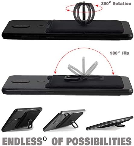 Gecko Universal Phone Ring Wallet – 360° Swivel Grip with Strong Adhesive for Credit Cards and Cash – Enhanced Stability and Comfort for Selfies, Videos, and Everyday Use – Compatible with All Cell Phone Models – Durable, Magnetic Mount Ready – Gray Finish – 90-Day Satisfaction Guarantee