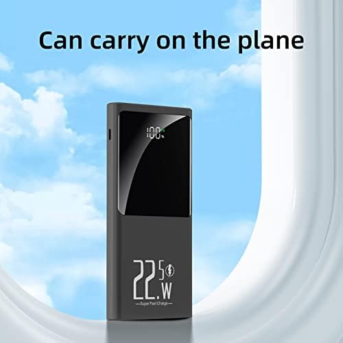 Ultra-Slim 10000 m Ah Portable Charger with 22.5 W Fast Charging – Compact Power Bank for i Phone 12-16, Samsung, Google & Android Devices – LCD Display & Dual USB-C Ports for Effortless Charging on the Go