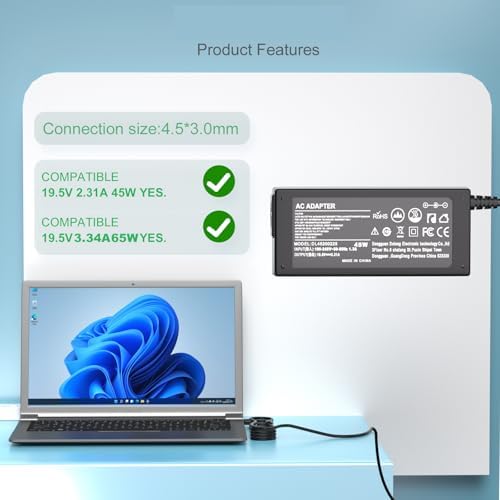 HP 65 W & 45 W Laptop Charger – Fast Charging Power Supply for HP 15 Series (15-dy, 15-da, 15-db, 15-dq, 15-dw, 15-ab, 15-ac, 15-af, 15-an, 15-au, 15-bn, 15-bs & More) – Universal Compatibility, High-Efficiency Performance for Your HP Devices – Ideal Replacement for Original Adapters