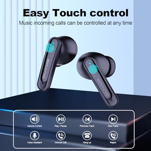 Premium IPX7 Waterproof Wireless Bluetooth Earbuds – 45 Hours of Deep Bass Noise Cancelling Sound for Active Lifestyles, Secure Fit for Running and Gym Use, Quick USB-C Charging, Built-in Hands-Free Mic for Clear Calls (Black) – Durable Audio Excellence for Everyday Adventures