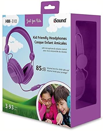Kid-Safe i Sound DGHP-5540 Headphones in Vibrant Purple – Lightweight, Volume-Controlled Design with Built-In Mic for Enhanced Audio Safety and Compatibility Across Devices
