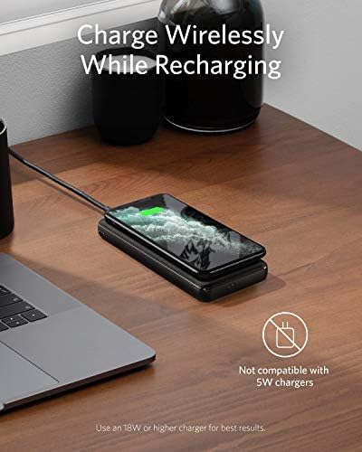 Anker Power Core III 10,000 m Ah Wireless Portable Charger – Qi-Certified 10 W Fast Wireless Charging & 18 W USB-C Quick Charge for i Phone 14 Series, i Pad, Air Pods & More – Ultimate Portability with Enhanced Device Compatibility and Safety Features