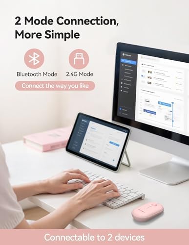 TECKNET Dual Mode Bluetooth Mouse – Compact Portable Wireless Mouse with Silent Clicks for Laptops & Desktops | Seamless Bluetooth 3.0/5.0 & 2.4 GHz USB Connectivity | Ergonomic Design for PC, Chromebook & Mac Users – Sleek Grey Finish for Ultimate Style and Comfort