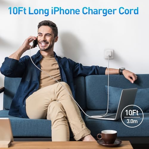 Revolutionize Your Charging Experience with the 30 W Fast Charge Bundle for i Phone 15 & 16 – Includes a 10 FT USB C Cable and Robust Type C Power Adapter – Ideal for i Pads and Android Devices – Optimize Charging Speed and Flexibility for Active Lifestyles