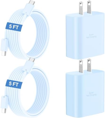 45 W Super Fast USB-C Charger with 6.6 ft Cable – Ultra-Fast Charging Adapter for Samsung Galaxy S24/S23/S22/S21/Note 20 – Stylish Deep Purple & Blue Design for Enhanced Device Performance and Safety