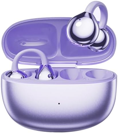 Revolutionize Your Audio Experience with Purple Wireless Bone Conduction Earbuds – Ultra-Lightweight Open Ear Clip-On Headphones Featuring Bluetooth 5.4, Engineered for Active Lifestyles and Enhanced Comfort, Waterproof Durability for Intense Workouts, Stay Aware and Connected with Superior Sound Quality