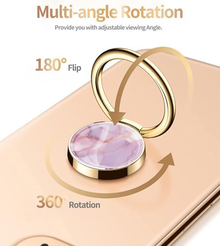 Blue Butterfly Marble Pattern Cell Phone Ring Stand – 360° Rotating Finger Holder for Secure Grip and Versatile Kickstand, Compatible with All Smartphones Including i Phone and Samsung Galaxy, Perfect for Magnetic Car Mounts