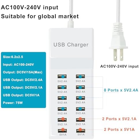 Efficient 12-Port USB Charger Hub with Fast Charging Technology – Compact Multi-Device Power Station for i Phone, Android, Tablets & Smartwatches – Ultimate Solution for Hassle-Free Charging and Enhanced Compatibility