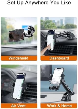 Sleek Black Universal Car Phone Holder with Strong Suction Cup – 360-Degree Rotating Smartphone Mount Compatible with i Phone 14, Xiaomi, Huawei, and Samsung – Hands-Free Vehicle Bracket for Safe Navigation and Effortless Music Control – Ideal for Every Car Interior