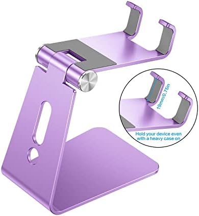 OMOTON Adjustable Cell Phone Stand, C2 Aluminum Desktop Phone Holder Dock Compatible with iPhone 15 14 13 Xs XR 8 Plus 7 6, Samsung Galaxy, Google Pixel, Android Phones – Enhanced Compatibility and Speed