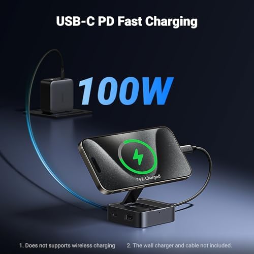 UGREEN 4-in-1 Magnetic USB C Hub – Power-Packed 100 W PD Charging & 4 K@60 Hz Video Adapter for i Phone 15/16 and Galaxy S24 – Dual USB-A & USB-C Ports for Effortless Data Transfer – Travel-Friendly, Foldable Design for Ultimate Portability and Connectivity