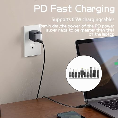 Ultimate 65 W USB-C to DC Adapter Cable with 10 Interchangeable Connectors – Universal Power Charging Solution for Laptops and Gadgets – Compact and Portable Design for Travel – Fast, Safe, and Versatile Charging for Multiple Devices – Compatible with Major Brands Including Dell, HP, Lenovo, and More – Efficient Power Transfer with Built-in PD Trigger Chip and Robust Cable Construction – Ideal for Laptops, Bluetooth Speakers, Routers, and Small Electronics – Perfect for On-the-Go Professionals and Tech Enthusiasts – Simplify Your Charging Needs with One Cable Solution – Lightweight and Easy to Carry for All Your Power Requirements