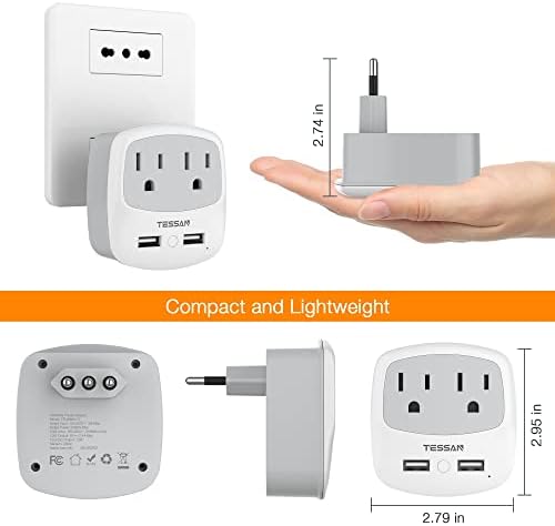 Ultimate TESSAN Type G UK Travel Plug Adapter with Dual USB Fast Charger Ports – Compact US to UK Power Converter for Effortless Global Connectivity in Scotland, London, Ireland, Kenya, Dubai & Qatar
