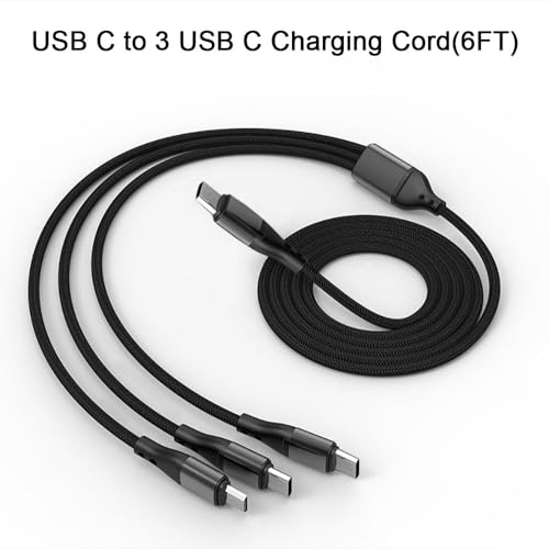 6 ft USB-C Multi-Splitter Charging Cable for 3 Devices – Durable Nylon Braided Design for Fast Charging & Data Transfer, Compatible with i Phone 15/16, Samsung Galaxy, Tablets & More – Perfect for Home and Travel Use