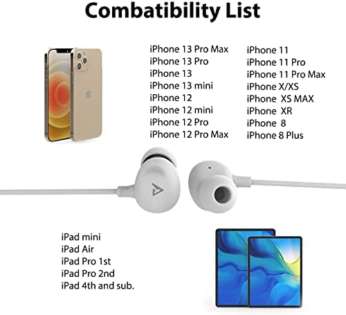 Premium Lightning Earbuds with Secure Ear-Hook Design for i Phone 14/13/12/11 Pro Max/X/XS Max/XR – MFi Certified Sports Earphones in Elegant Rose Gold with Built-in Mic for Hands-Free Calls and Rapid Charging
