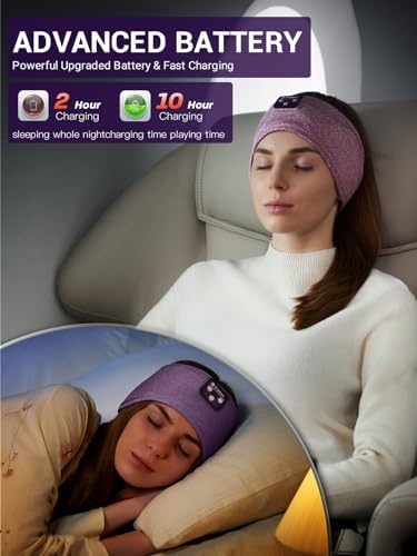 Fulext Bluetooth Sleep Headphones Headband – Ultimate Comfort for Side Sleepers, Thin HD Stereo Sound Quality – Ideal for Insomnia Relief and Travel Convenience – Perfect Gift for Men and Women – Enhanced Compatibility, Long-Lasting Battery Life for All Night Relaxation