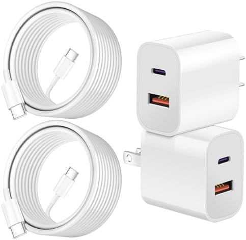 Ultra-Fast Dual Port USB-C i Phone Charger with 10 FT Quick Lightning Cables – High-Efficiency Charging Block for i Phone 14 Pro Max, 13 Pro, 12, 11, XS, XR, 8, SE – Ideal for Home and Travel, 2-Pack for Maximum Convenience and Speed