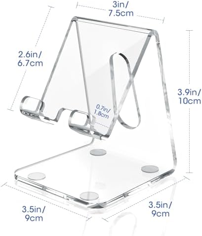 Tomorotec Adjustable Angle Acrylic Cell Phone Stand for Desk, Foldable Acrylic Phone Holder Cute for Office, Portable Non-Slip Desktop Smartphone Holder, Fit for iPhone Samsung Galaxy (Iridescent) – Enhanced Compatibility and Speed