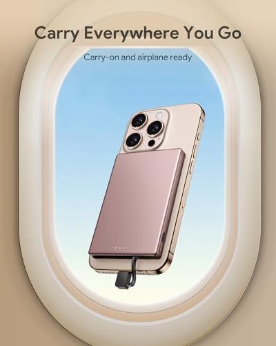 Magnetic Slim Power Bank for i Phone 16 & 15 Series, 5000 m Ah USB-C Fast Charging Portable Charger – Ultra-Compatible Battery Pack for Android and Samsung Devices with Effortless Magnetic Connection and Lightweight Design