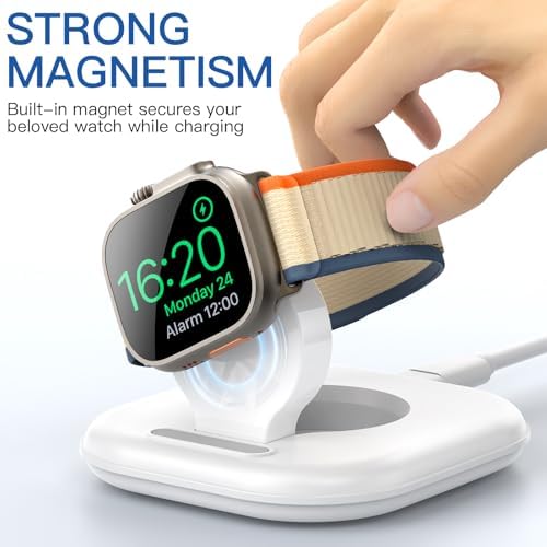 Elevate Your Apple Watch Charging Experience with Our Advanced Magnetic Dock – Ultra-Fast Charging Station for Series 2-10 and Ultra 1 2, Nightstand Mode Functionality, Compact Design for Travel, Superior Stability for Everyday Use, Effortless Power Delivery and Modern Aesthetic
