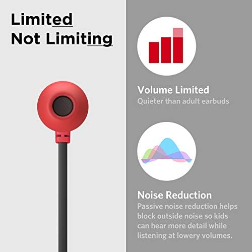 Lil Gadgets Safe Sound Kids Earbuds – Comfortable Wired Earphones for School with Volume Limiting, In-Line Microphone, Travel Case & Audio Splitter – Perfect for Young Learners in Blue