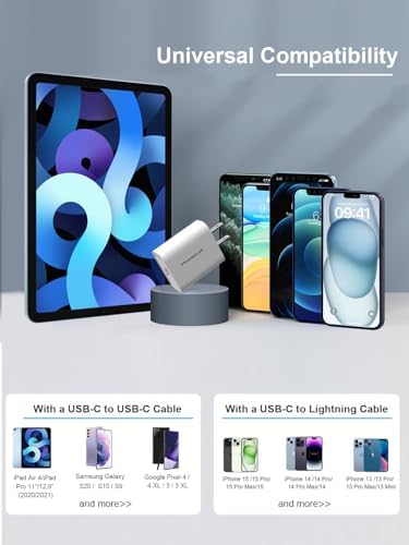 Power Lot USB C Wall Charger 3-Pack – 20 W Fast Charging Adapter for i Phone 15 Series, i Pad Pro, Air Pods & Apple Watch – Compact & Reliable Power Delivery Solution in Sleek Black – Ideal for Home & Travel Use