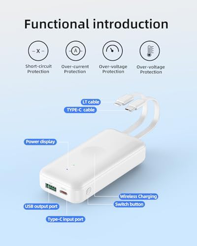 Compact 10,000 m Ah Portable Apple Watch Charger – Fast Charging Mini Power Bank with Integrated Cable for Apple Watch 9/Ultra/8/7/6/SE/5/4/3/2 and i Phone 14/13/12/11/Samsung – Ultimate Travel Companion for Efficient Device Powering