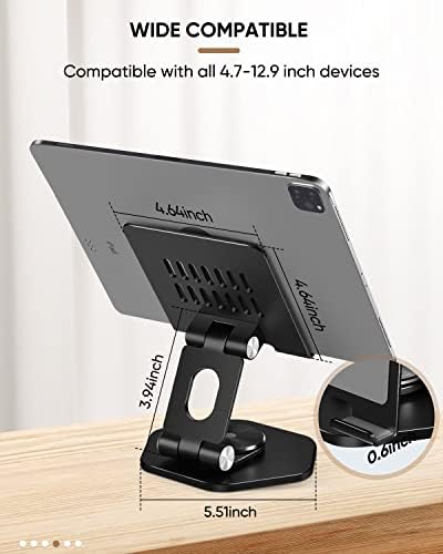 Premium 360° Swivel Tablet Stand for Desk – Adjustable Aluminum i Pad Holder with Rotating Base, Foldable Design for i Pad Pro (12.9/11/10.5/9.7) & All Tablets – Ultimate Comfort & Versatility in Grey Color