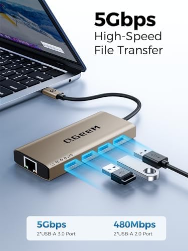 Unlock Seamless Connectivity with the QGee M 9-in-1 USB C Hub – The Ultimate Multi-Port Adapter for High-Speed Data Transfer, 4 K HDMI Output, and 100 W Power Delivery – Perfectly Compatible with Mac Book Pro, Air, i Pad, Dell, HP, Lenovo, and Chromebook – Compact, Stylish Blue Design for On-the-Go Professionals and Creatives