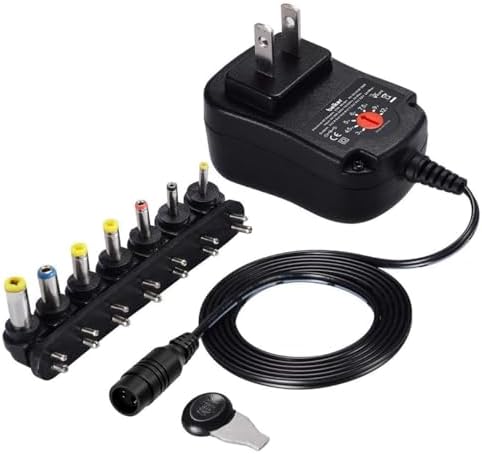 Belker 12 W Universal AC/DC Adapter – Multi-Voltage Power Supply for Home Electronics, MP3 Players, Routers & CCTV Systems, 1000 m A Output for Enhanced Device Safety, Compact & Portable Charger for Everyday Use