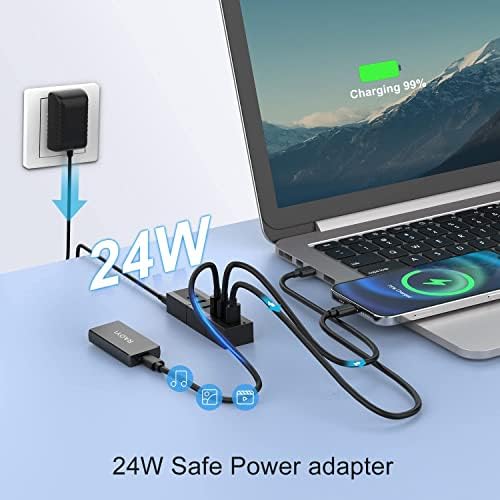 Unlock Seamless Connectivity with RAOYI 6-Port Powered USB 3.0 Hub – High-Speed Data Transfer, Smart Fast Charging, and 24 W Power Adapter for Laptops, PCs, and Macs – Ideal USB Splitter for Enhanced Device Management and Productivity in Sleek Black